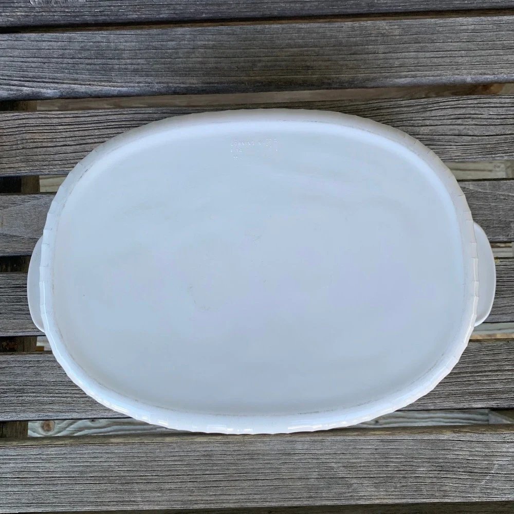 CorningWare French White Oval Casserole Dish F-14-B 4L Roaster Pyrex Lid F-14-C